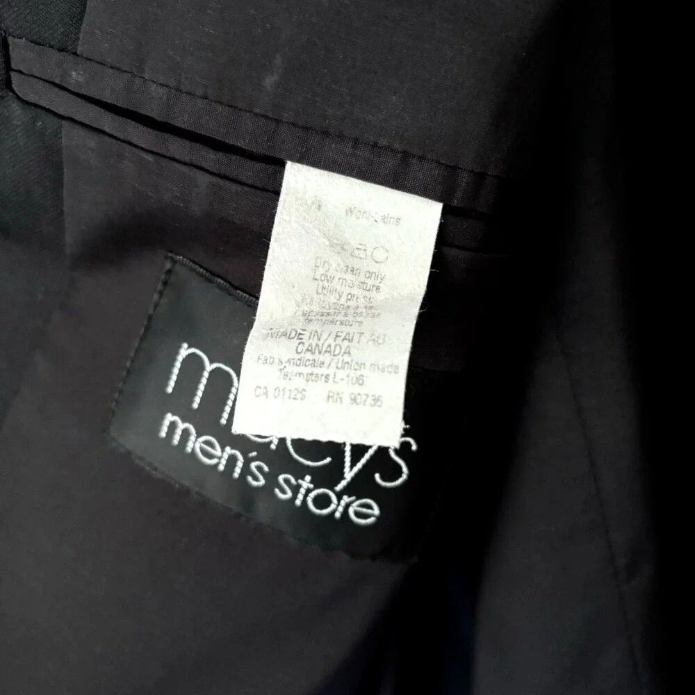Ralph Lauren Sport Coat Blazer‎ Size 46R Black Wool Suit Jacket Made in Canada